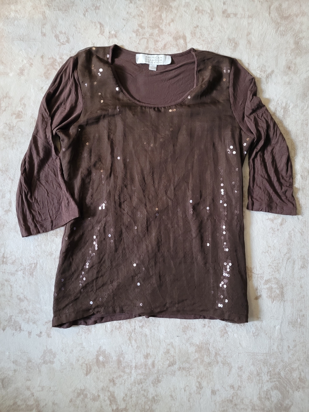 Badgley Mischka Brown Crewneck Tunic
